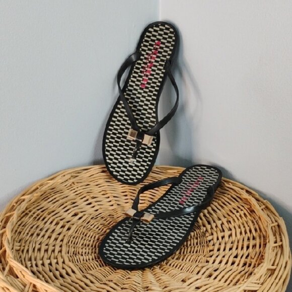Coach Black and White Jelly Bow Details Thong Sandals Size 10 B Casual Designer - Picture 9 of 10